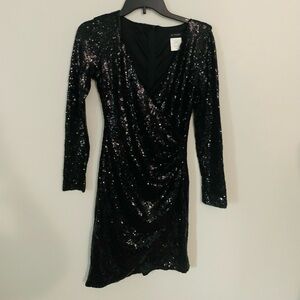 B. Smart Shimmering Black Long Sleeve Dress